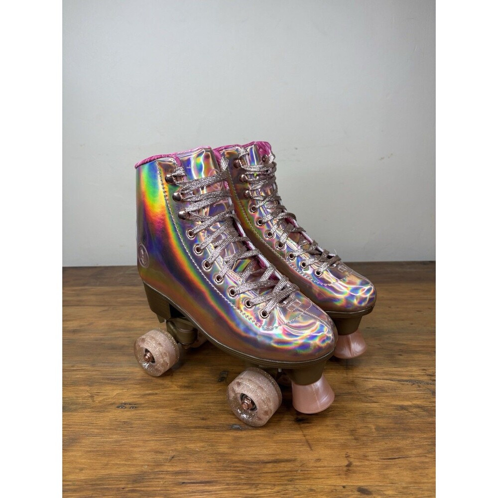 Impala x Marawa Quad Roller Skates Womens 7 Rose Gold Holographic Metallic Pink